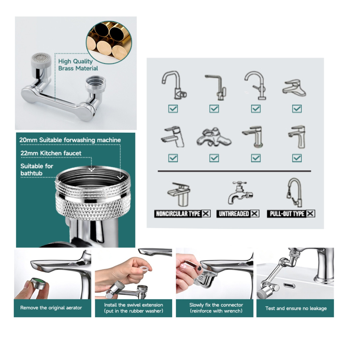 Miniatura 2 de Grifo Giratorio 1080° Ahorra Agua Cocina